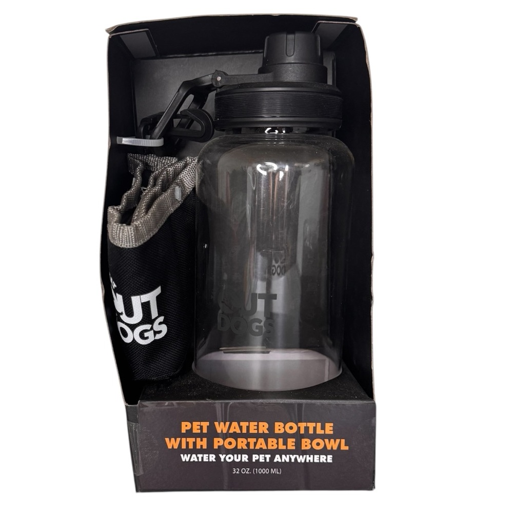 Outdogs Pet 32oz water bottle with water bowl NEW